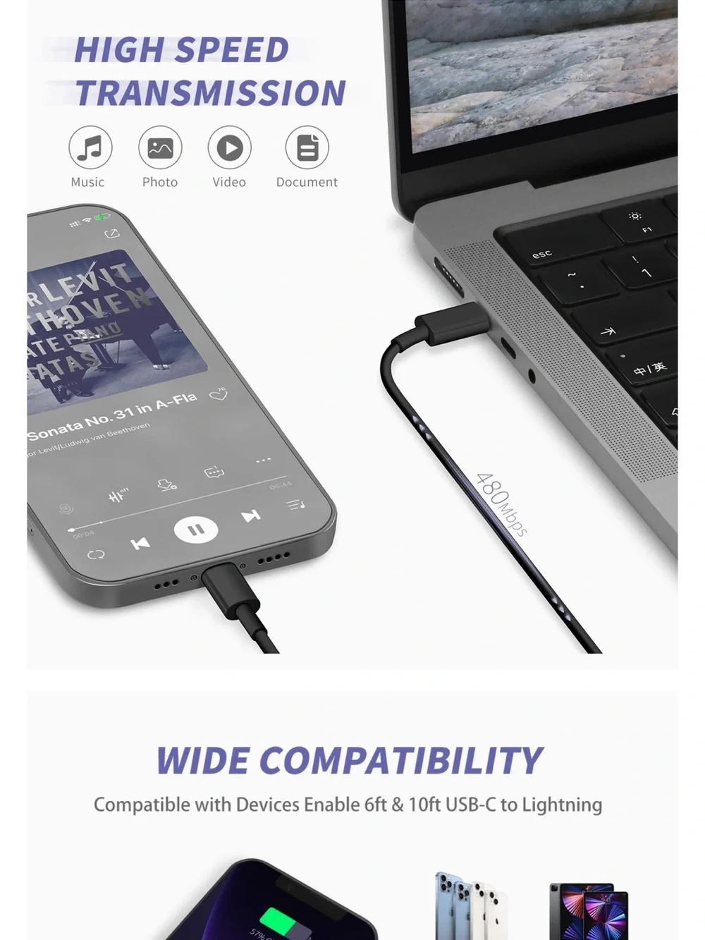 ~Bundle of 2 Black 20W Iphone Rapid Wall Chargers and 6 Ft.Lightning Cables~
